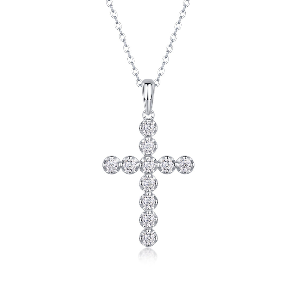 Vigil Moissanite Cross Necklace in Sterling Silver