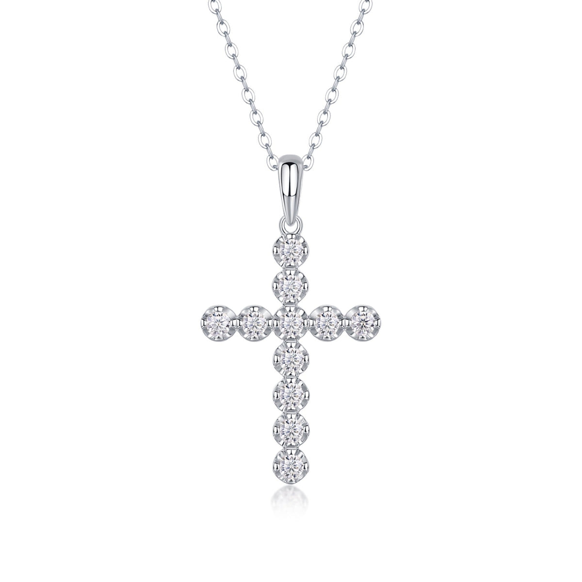 Vigil Moissanite Cross Necklace in Sterling Silver