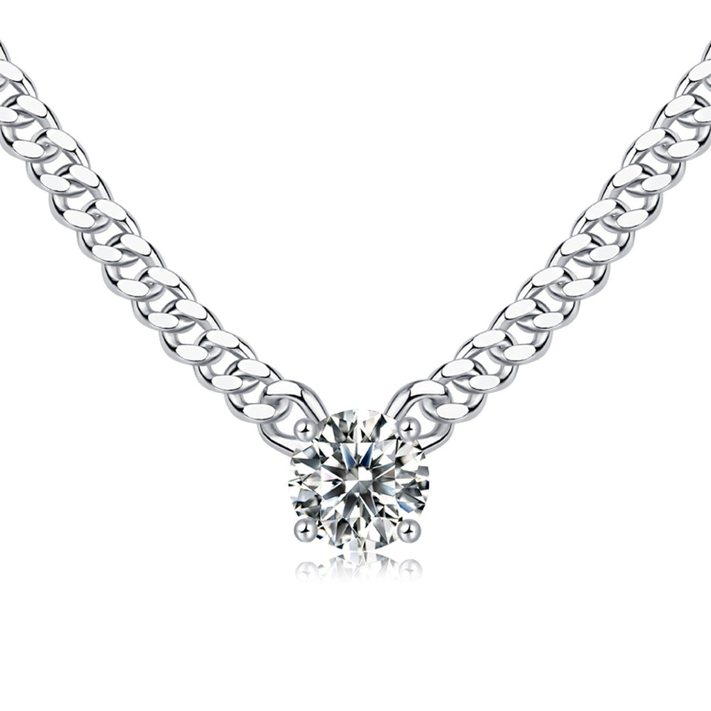 Havana 1 Carat Moissanite Cuban Chain Necklace in Sterling Silver