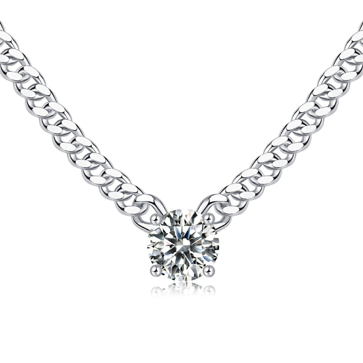 Havana 1 Carat Moissanite Cuban Chain Necklace in Sterling Silver
