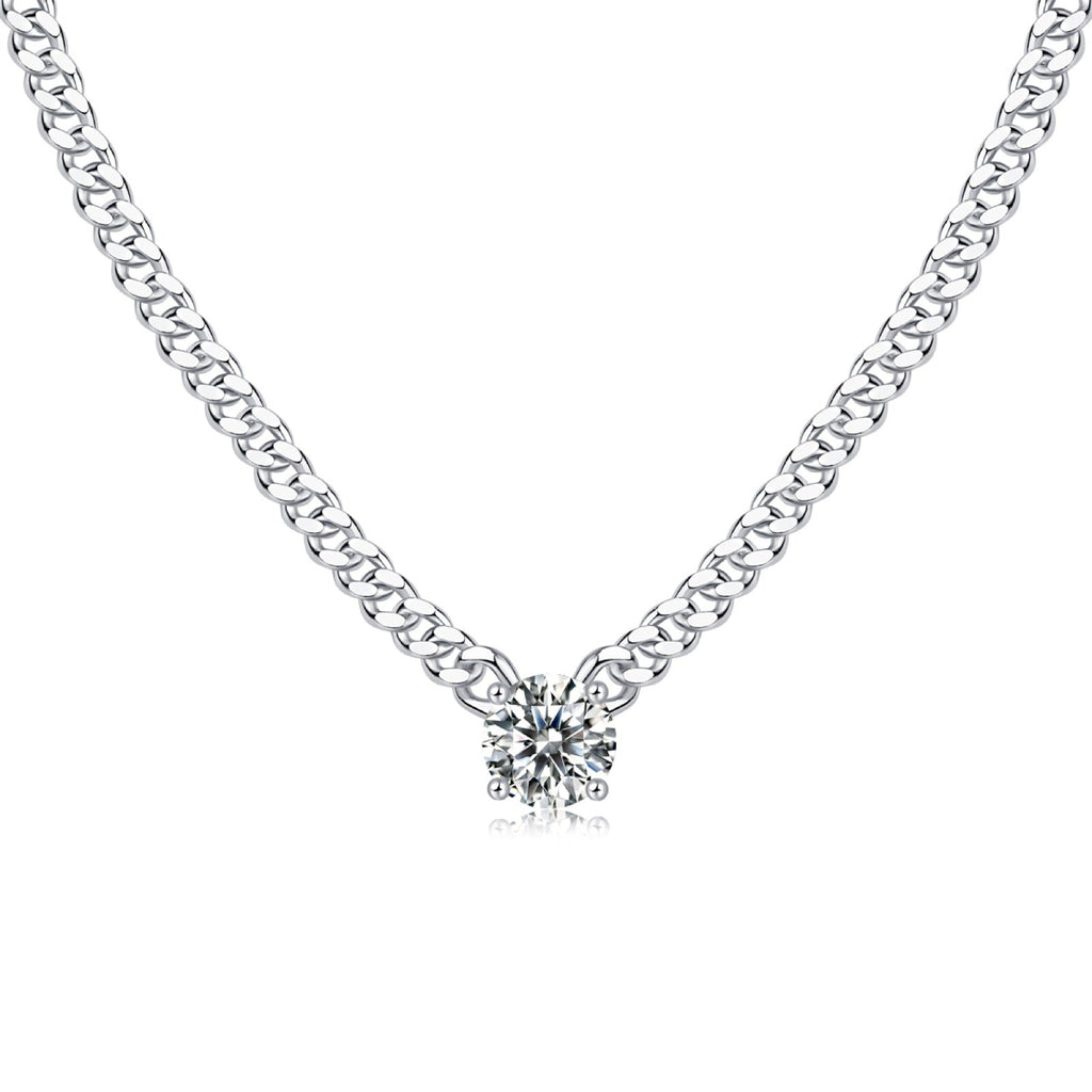 Havana 1 Carat Moissanite Cuban Chain Necklace in Sterling Silver