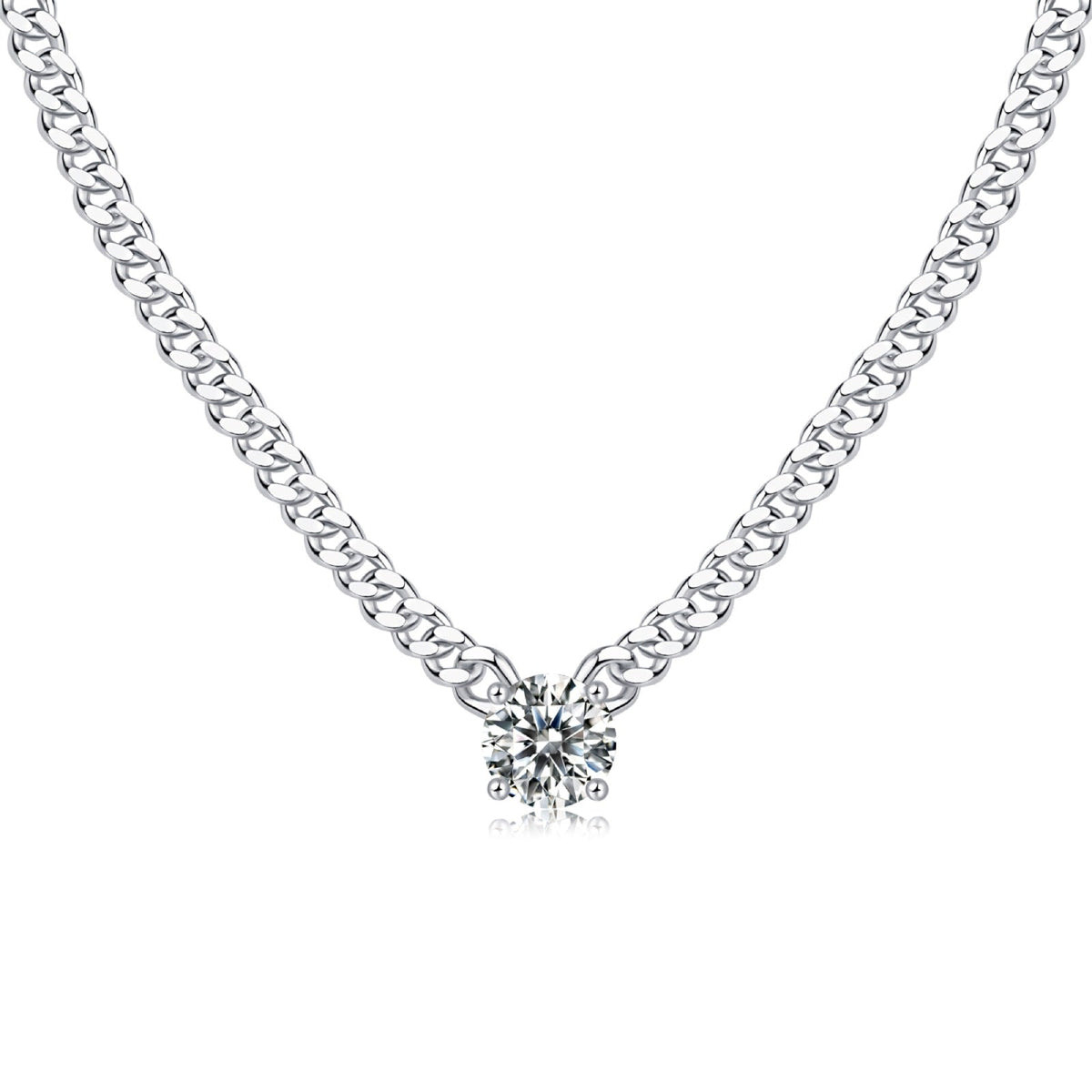 Havana 1 Carat Moissanite Cuban Chain Necklace in Sterling Silver