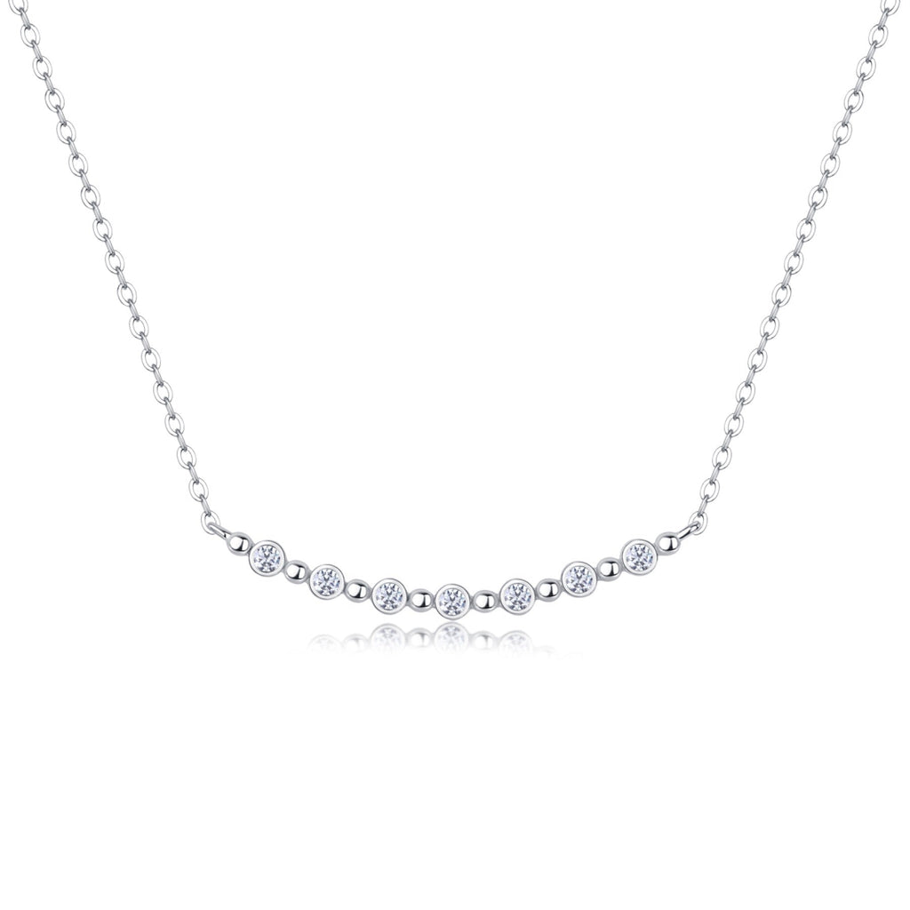 Constellation Moissanite Curved Bar Necklace in Sterling Silver