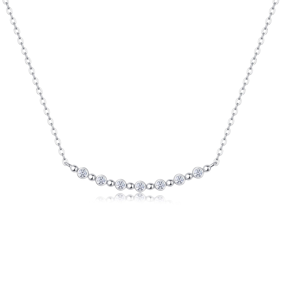Constellation Moissanite Curved Bar Necklace in Sterling Silver