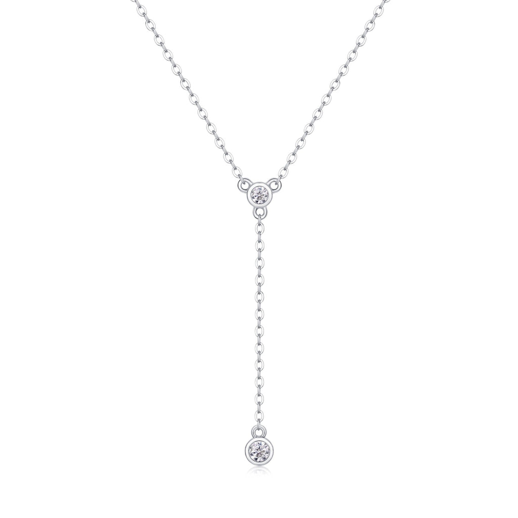 Cascade Moissanite Lariat Necklace in Sterling Silver