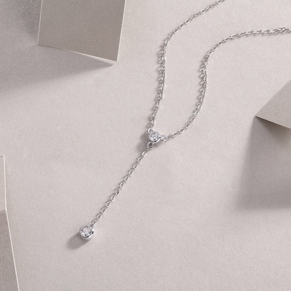 Cascade Moissanite Lariat Necklace in Sterling Silver