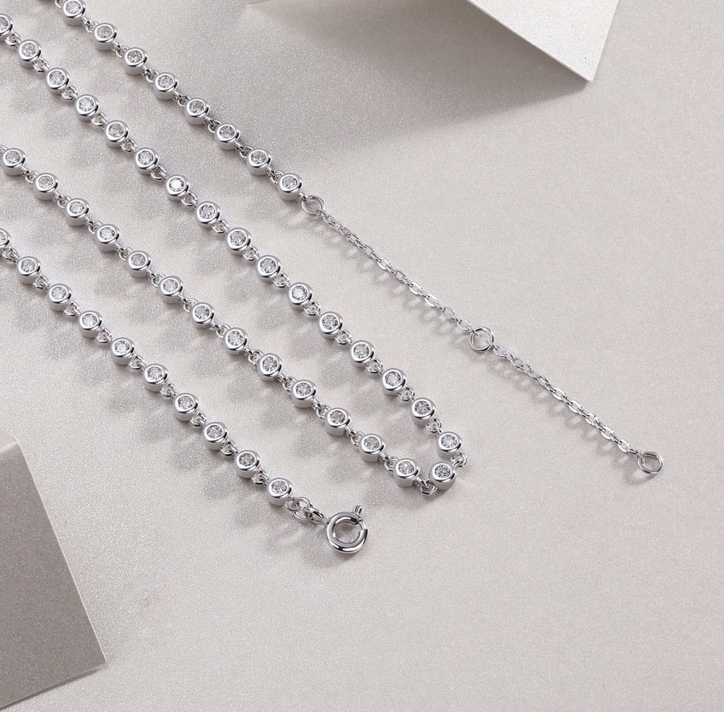 Full Circle Moissanite Tennis Necklace in Sterling Silver