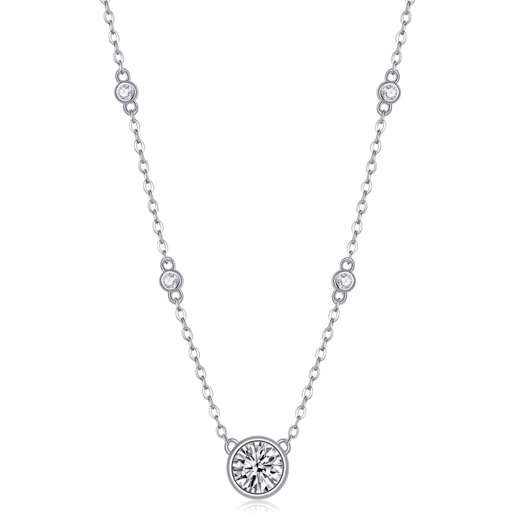Wish 1 Carat Moissanite Bezel Solitaire Necklace in Sterling Silver