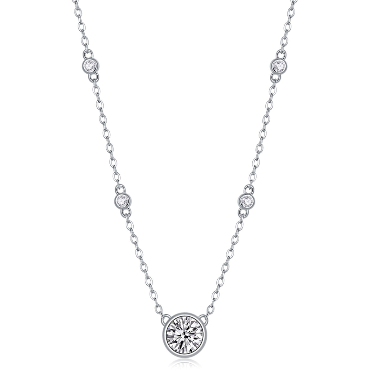 Wish 1 Carat Moissanite Bezel Solitaire Necklace in Sterling Silver