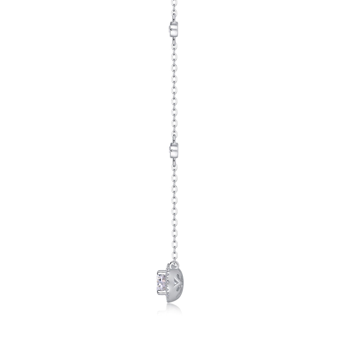 Midsummer Oval-Cut Moissanite Bezel Pendant Necklace in Sterling Silver