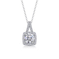 Solene 2 Carat Moissanite Halo Pendant Necklace in Sterling Silver