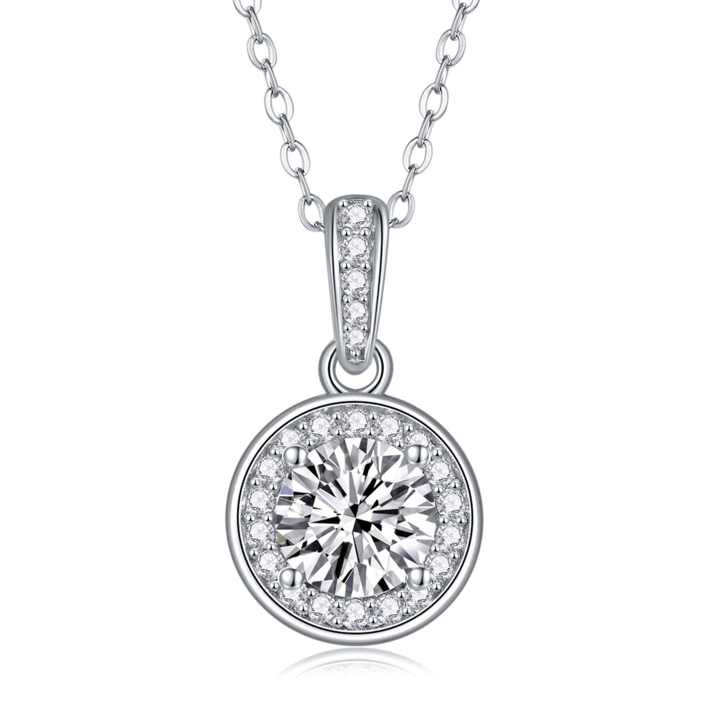Nocturne 1 Carat Moissanite Halo Pendant Necklace in Sterling Silver
