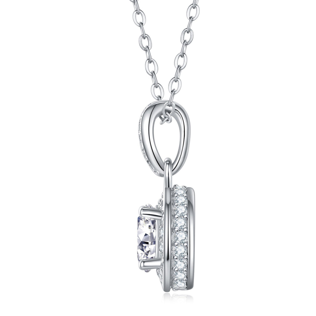 Nocturne 1 Carat Moissanite Halo Pendant Necklace in Sterling Silver