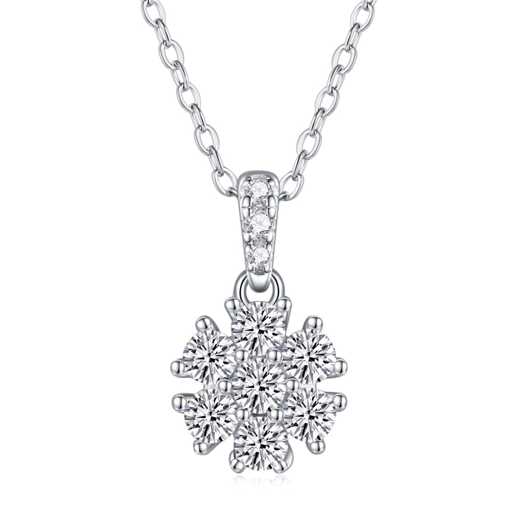Flurry Moissanite Snowflake Pendant Necklace in Sterling Silver
