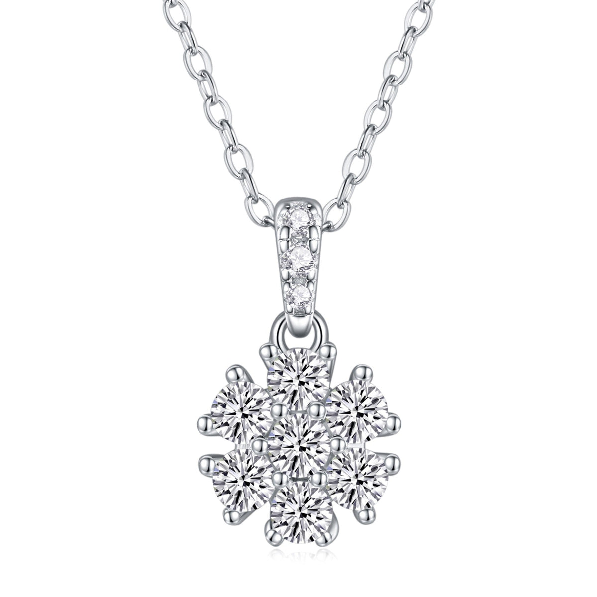 Flurry Moissanite Snowflake Pendant Necklace in Sterling Silver