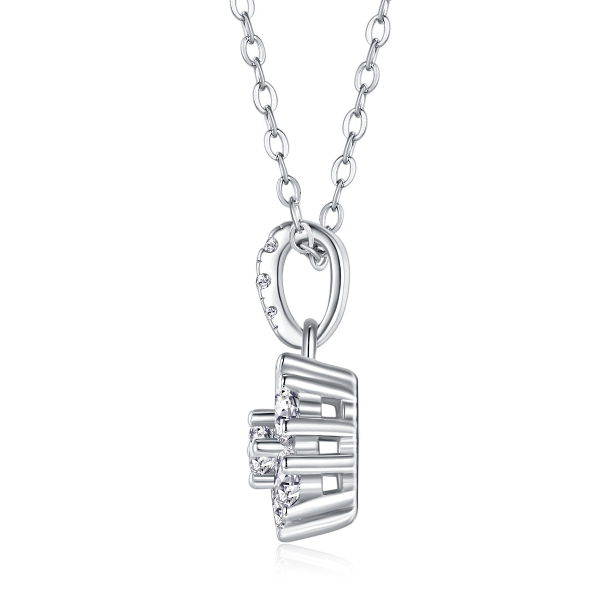 Flurry Moissanite Snowflake Pendant Necklace in Sterling Silver