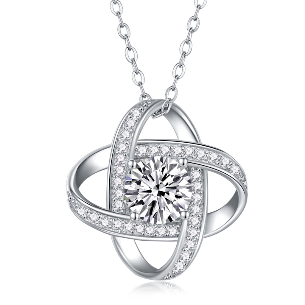 Entwined 1 Carat Moissanite Love Knot Pendant Necklace in Sterling Silver