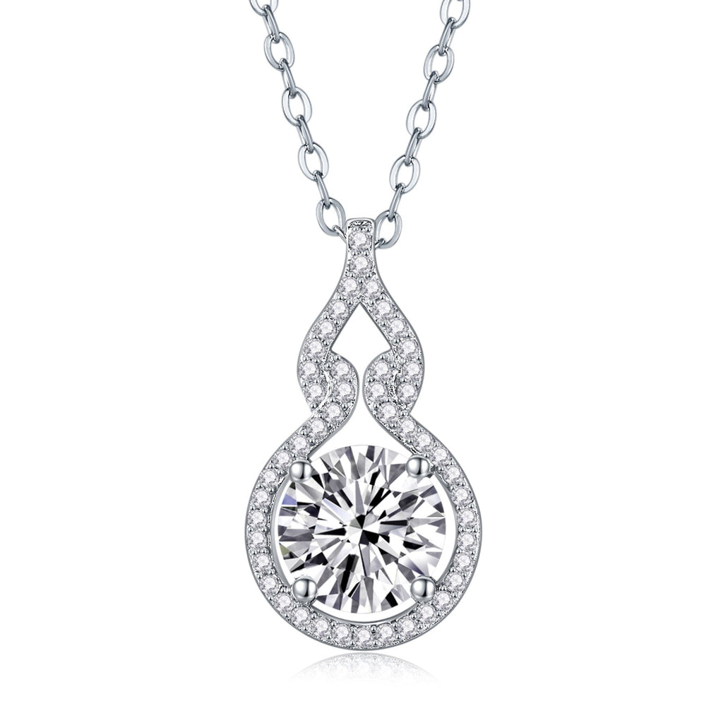 Meander 2 Carat Moissanite Infinity Pendant Necklace in Sterling Silver
