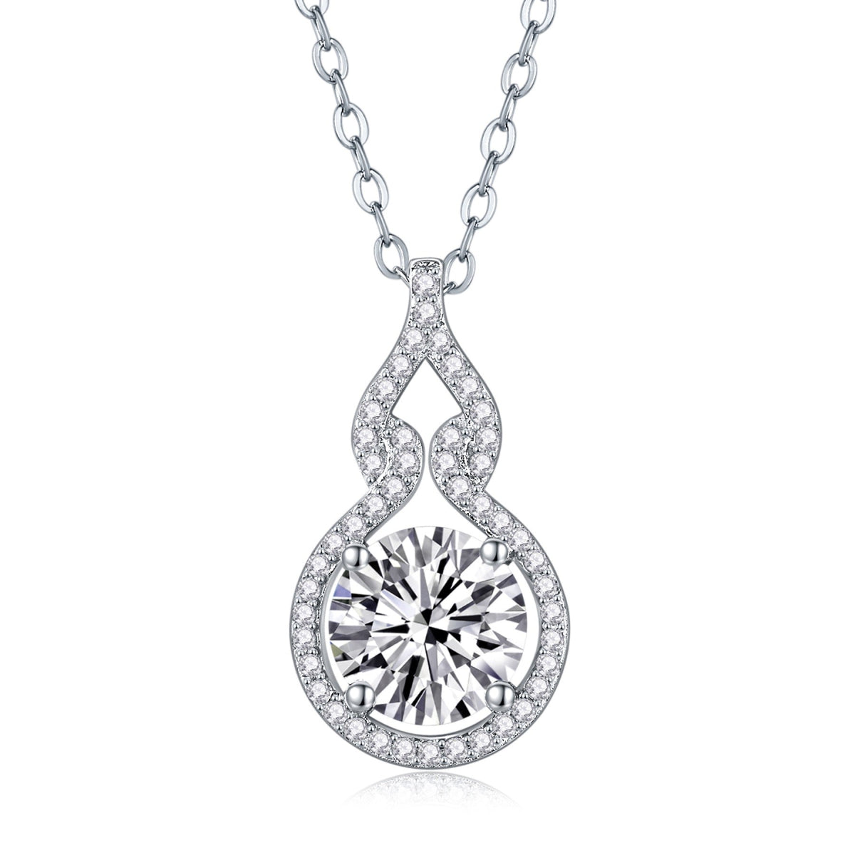 Meander 2 Carat Moissanite Infinity Pendant Necklace in Sterling Silver