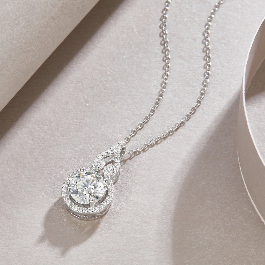 Meander 2 Carat Moissanite Infinity Pendant Necklace in Sterling Silver