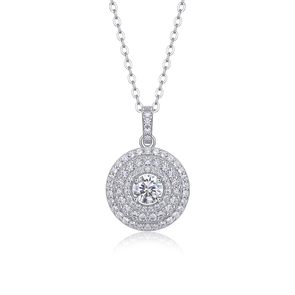 Dune 0.5 Carat Moissanite Double Halo Pendant Necklace in Sterling Silver