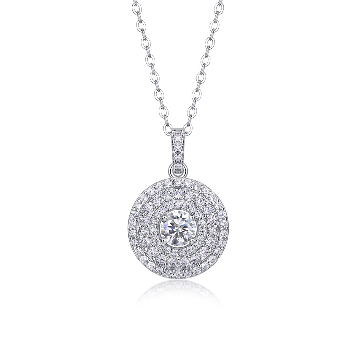 Dune 0.5 Carat Moissanite Double Halo Pendant Necklace in Sterling Silver