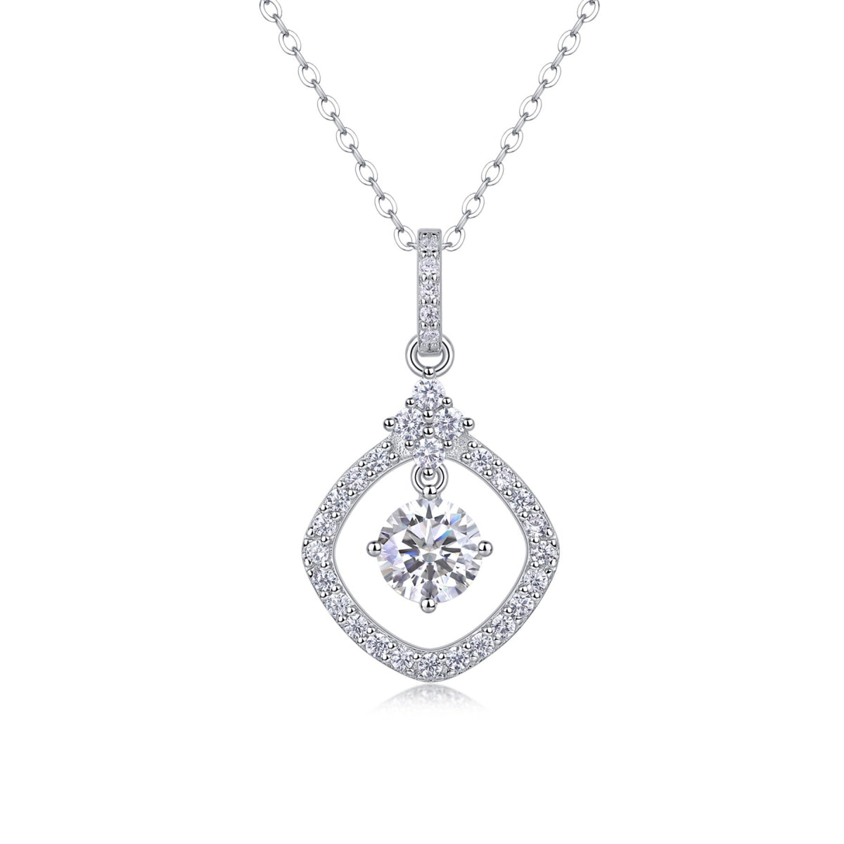 Stardust 1 Carat Moissanite Halo Pendant Necklace in Sterling Silver