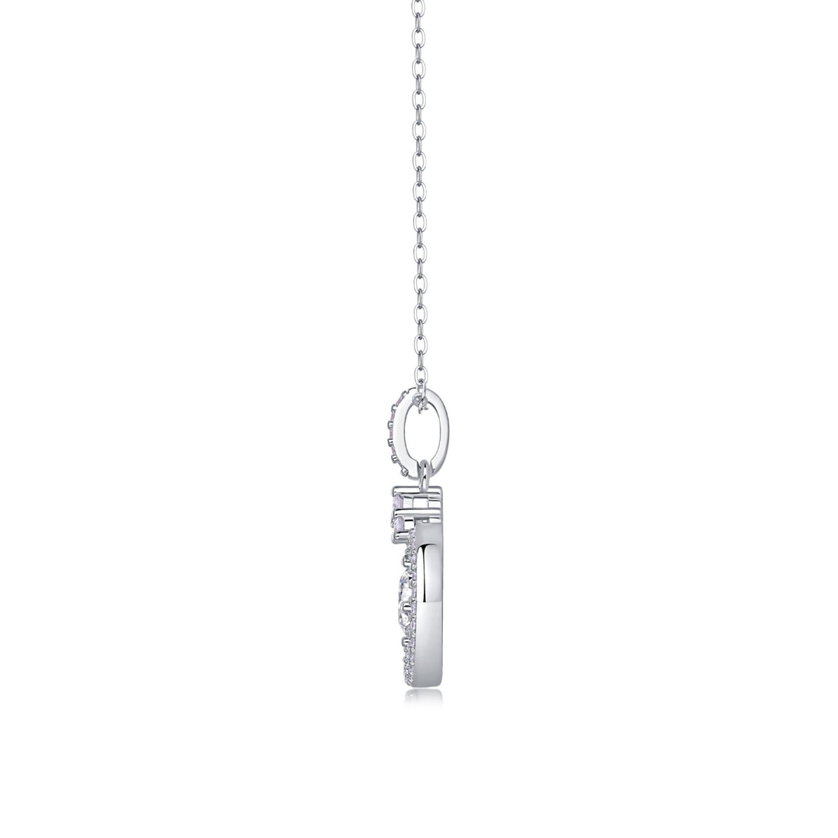 Amour 1 Carat Moissanite Circle Pendant Necklace in Sterling Silver