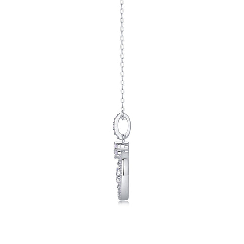 Amour 1 Carat Moissanite Circle Pendant Necklace in Sterling Silver
