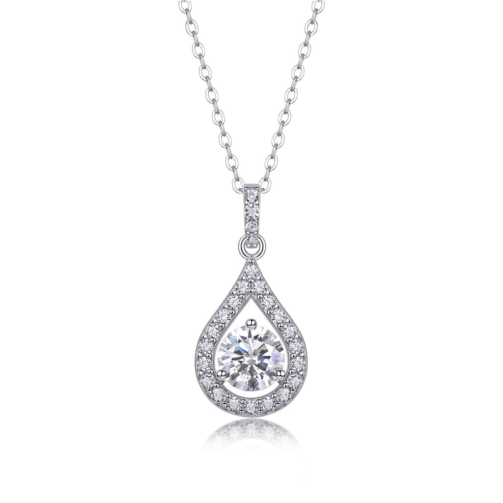 Rhapsody 1 Carat Moissanite Teardrop Pendant Necklace in Sterling Silver