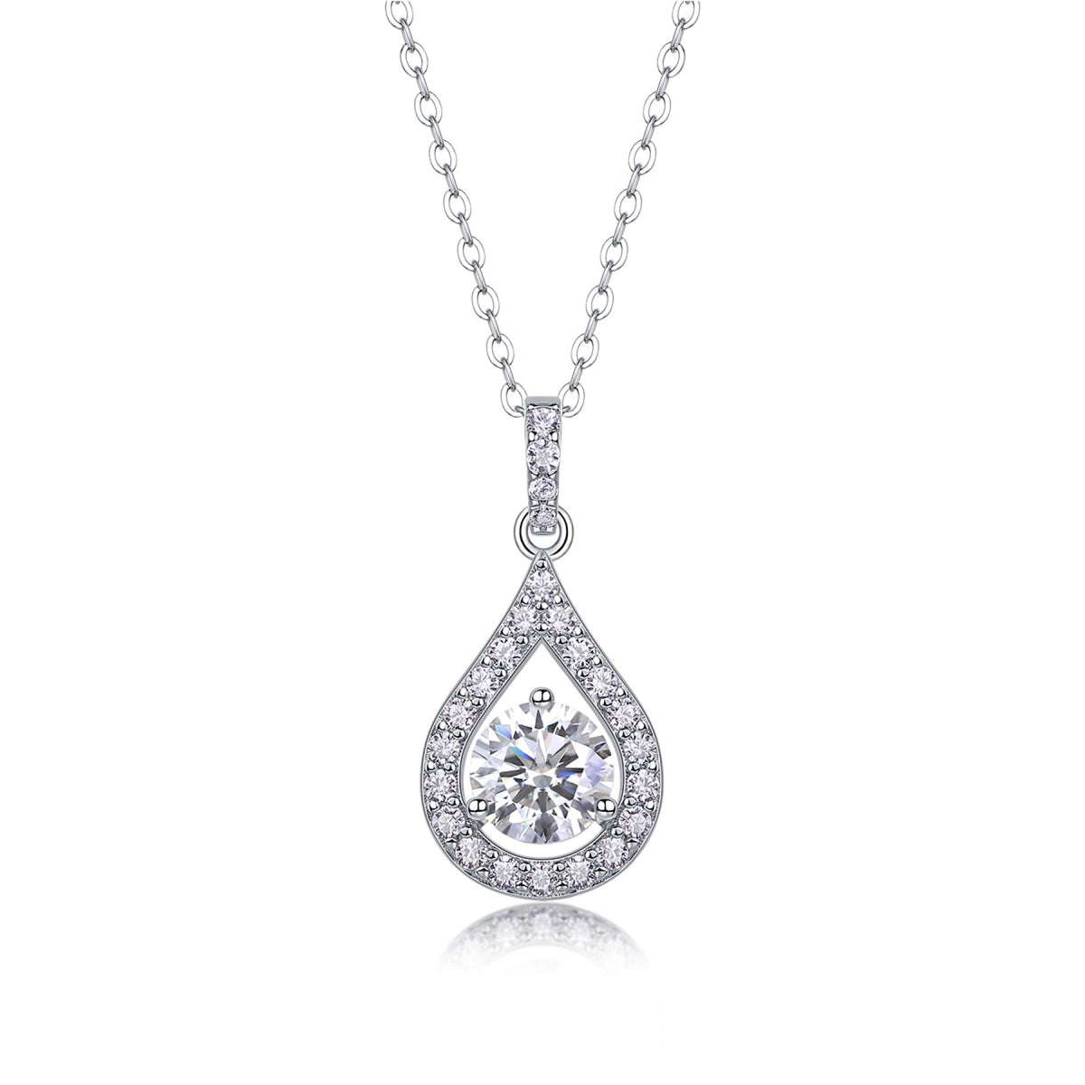 Rhapsody 1 Carat Moissanite Teardrop Pendant Necklace in Sterling Silver