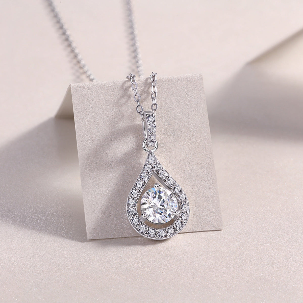 Rhapsody 1 Carat Moissanite Teardrop Pendant Necklace in Sterling Silver