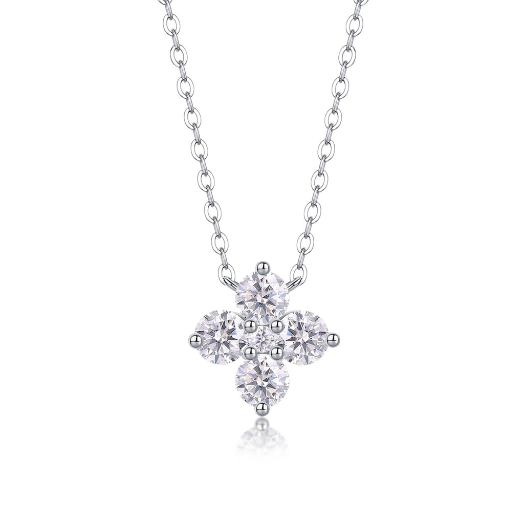 Clover Moissanite Clover Pendant Necklace in Sterling Silver