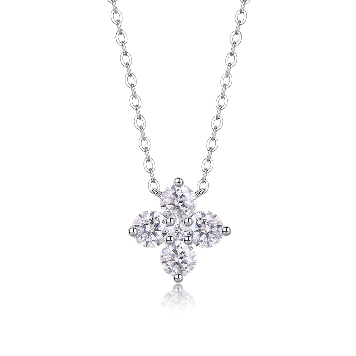 Clover Moissanite Clover Pendant Necklace in Sterling Silver
