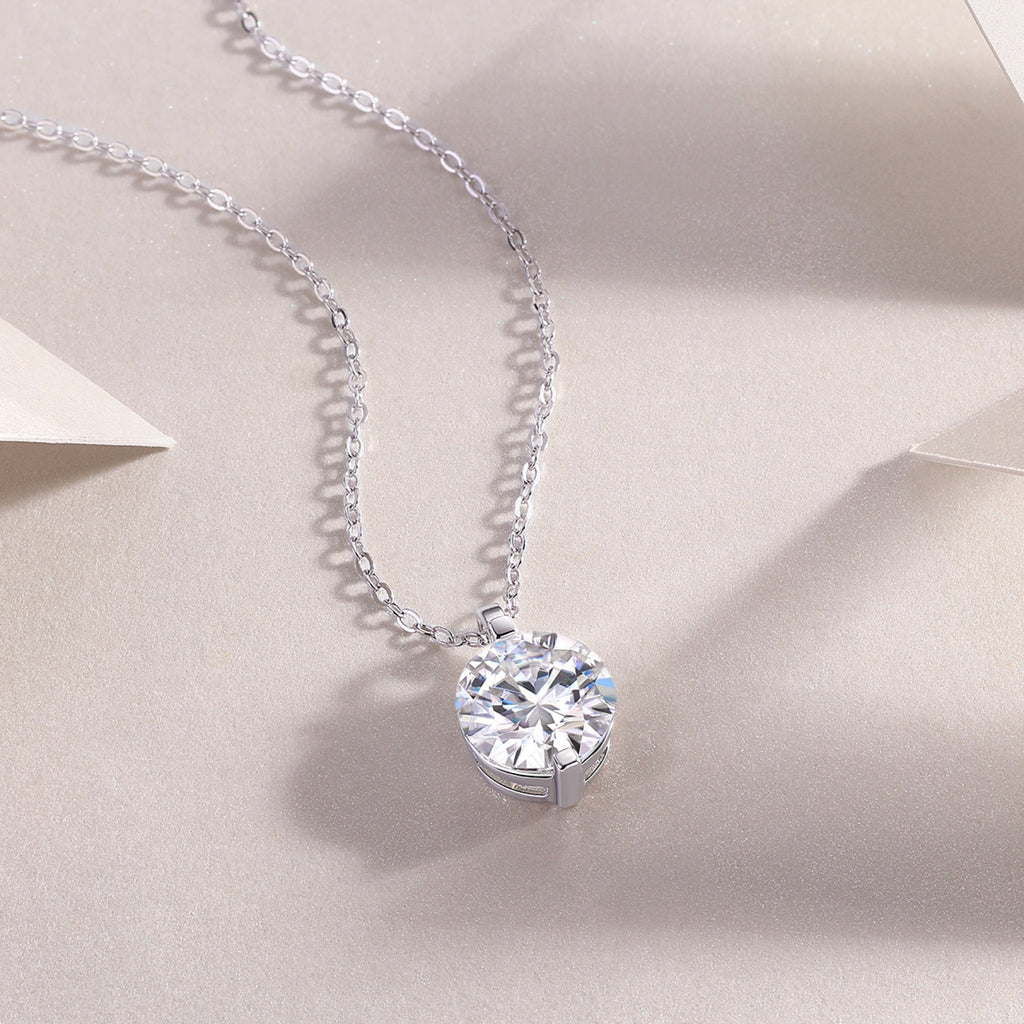 Timeless Moissanite Solitaire Pendant Necklace in Sterling Silver