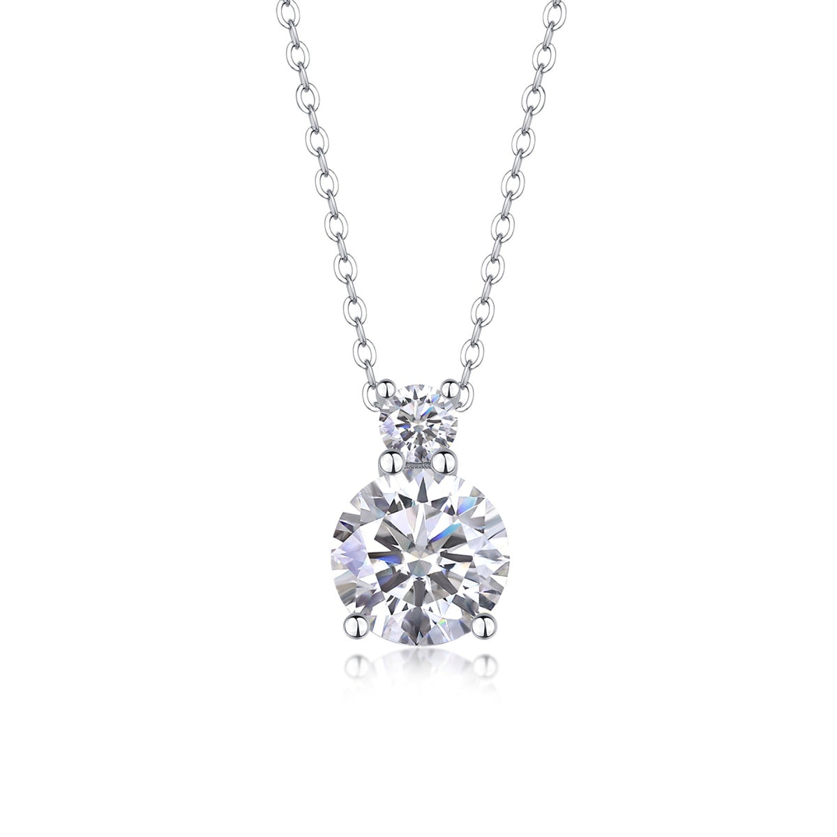 Manor 3 Carat Moissanite Halo Pendant Necklace in Sterling Silver