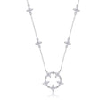 Iris Moissanite Floral Station Necklace in Sterling Silver