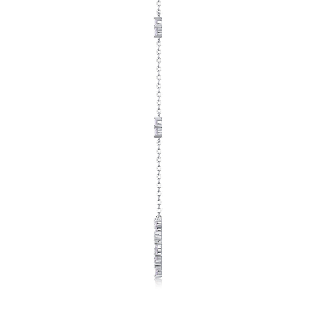 Iris Moissanite Floral Station Necklace in Sterling Silver