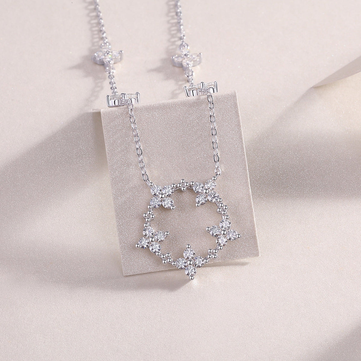 Iris Moissanite Floral Station Necklace in Sterling Silver