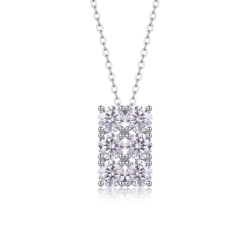 Mosaic Moissanite Cluster Pendant Necklace in Sterling Silver