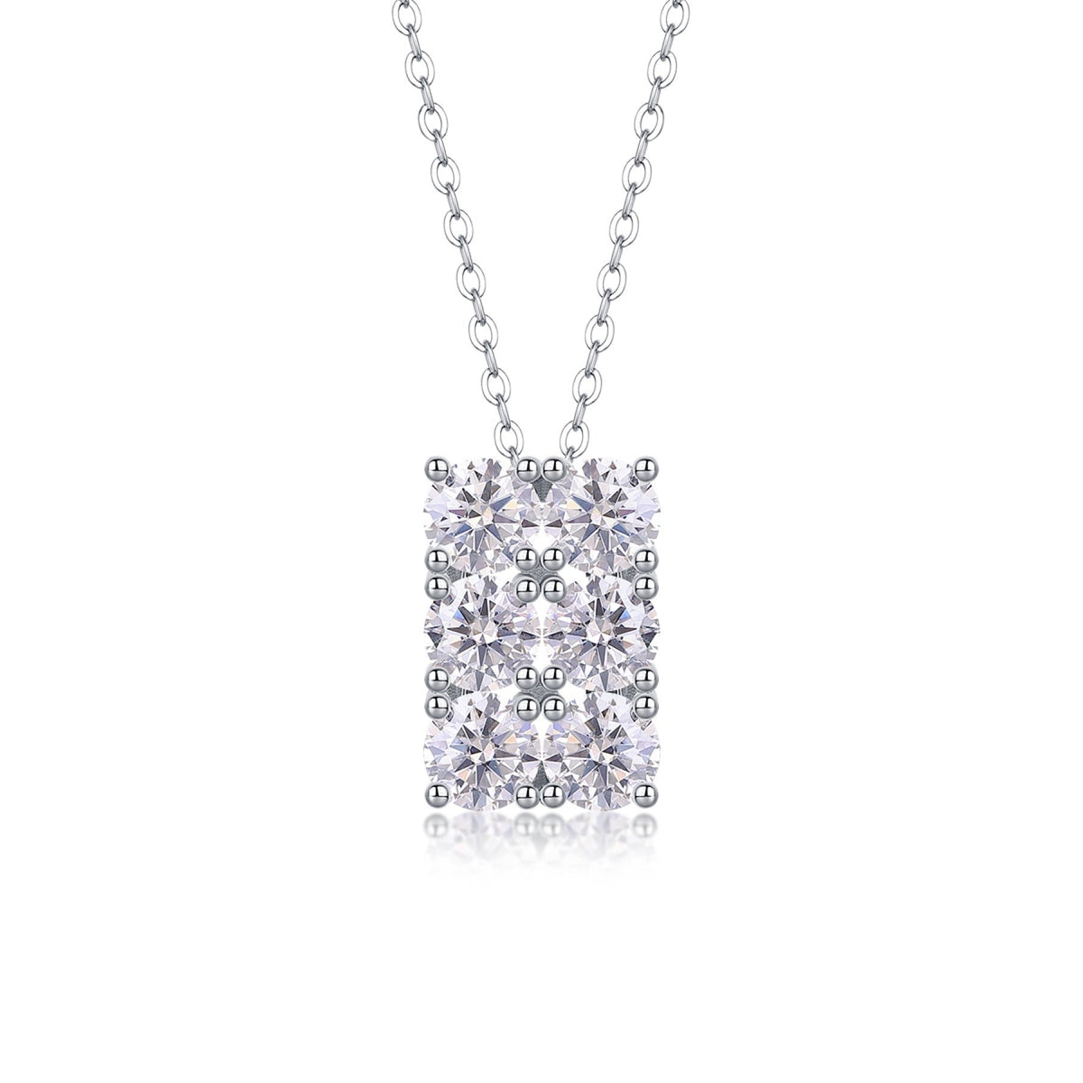 Mosaic Moissanite Cluster Pendant Necklace in Sterling Silver