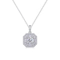 Quadra 1 Carat Moissanite Halo Pendant Necklace in Sterling Silver