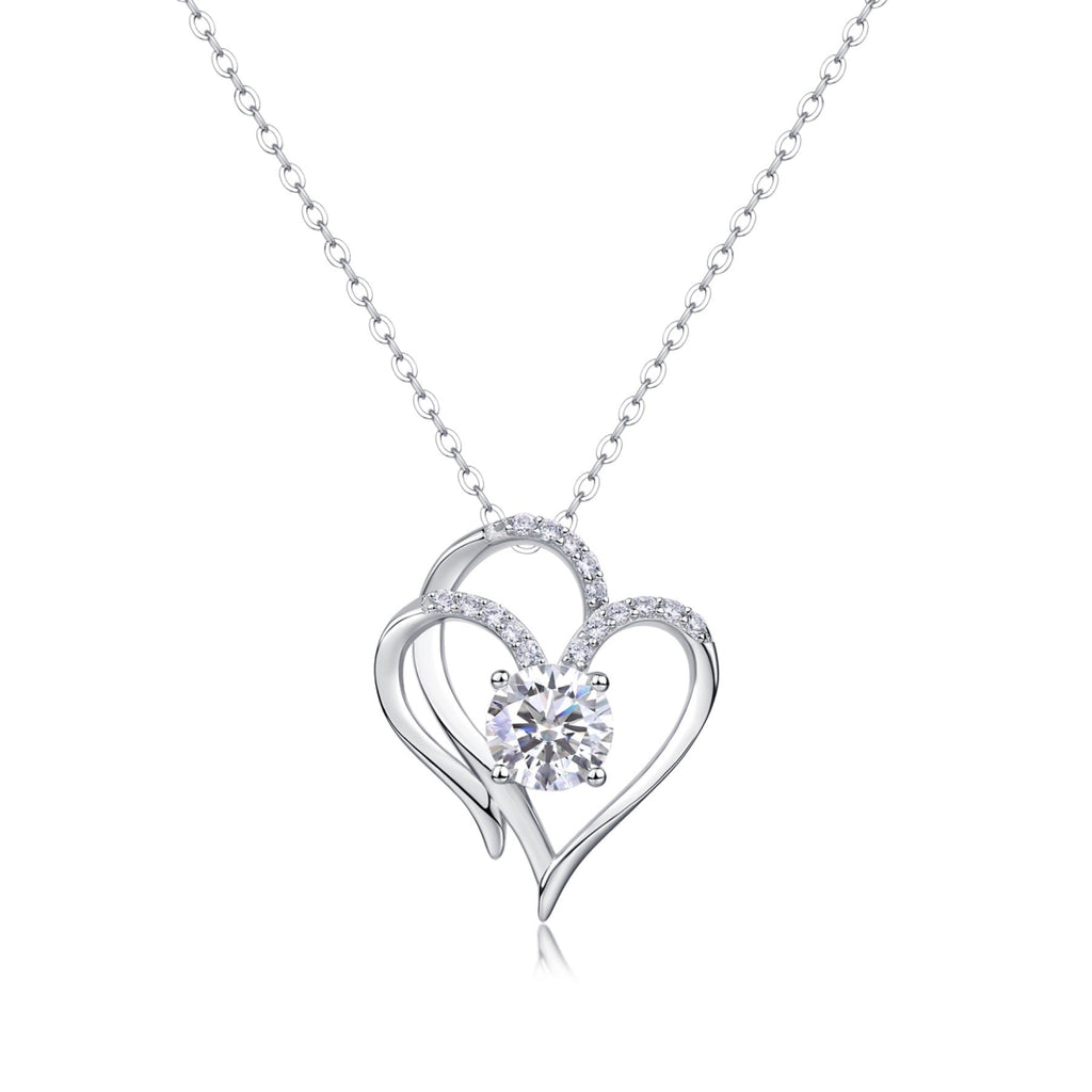 Beloved 1 Carat Moissanite Heart Pendant Necklace in Sterling Silver