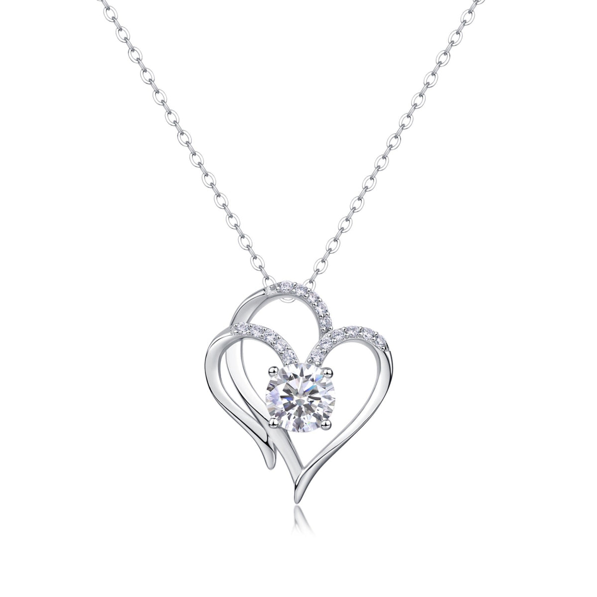 Beloved 1 Carat Moissanite Heart Pendant Necklace in Sterling Silver