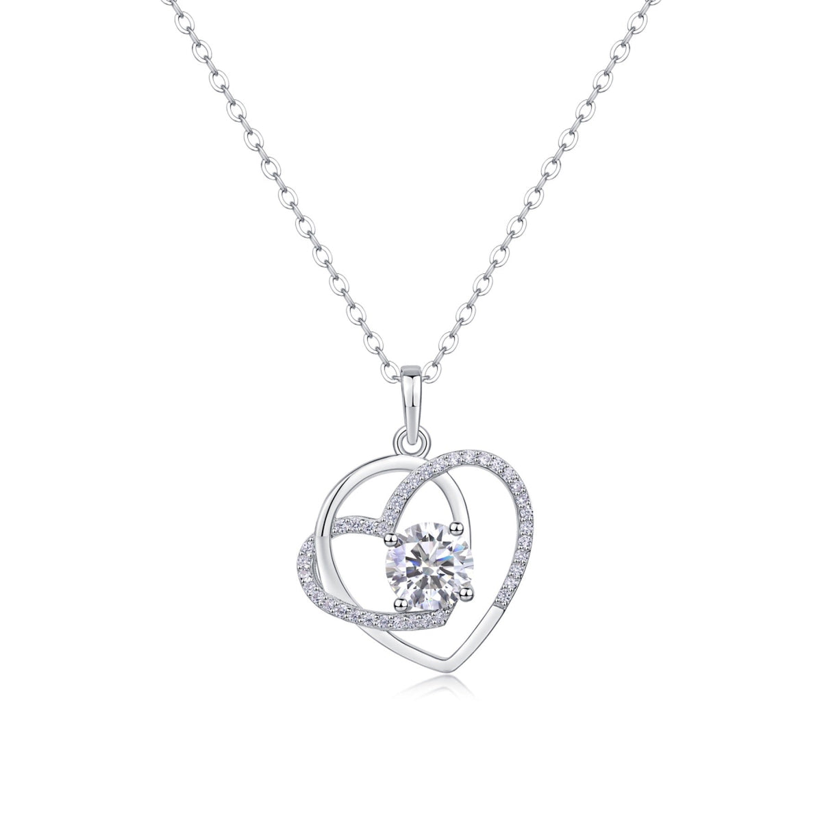 Devotion 1 Carat Moissanite Heart Pendant Necklace in Sterling Silver