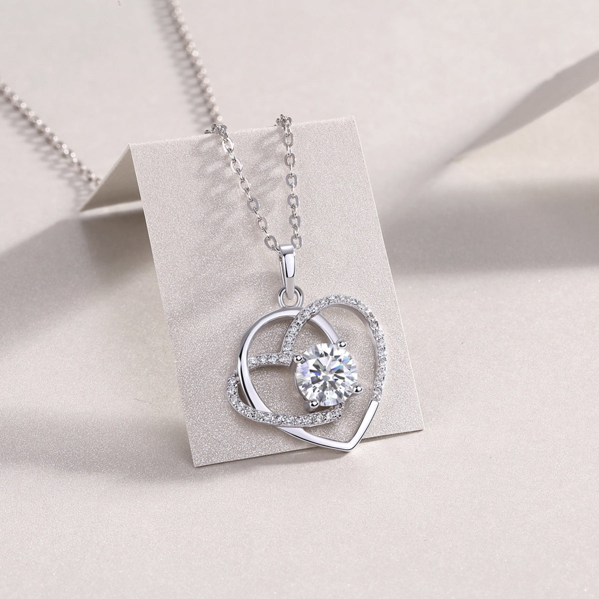 Devotion 1 Carat Moissanite Heart Pendant Necklace in Sterling Silver