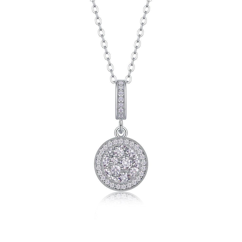 Union Moissanite Cluster Pendant Necklace in Sterling Silver
