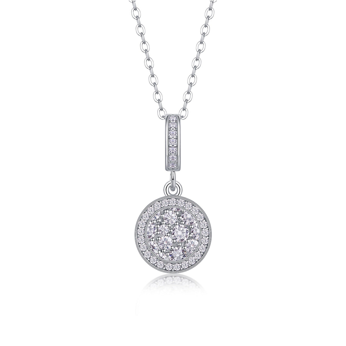 Union Moissanite Cluster Pendant Necklace in Sterling Silver