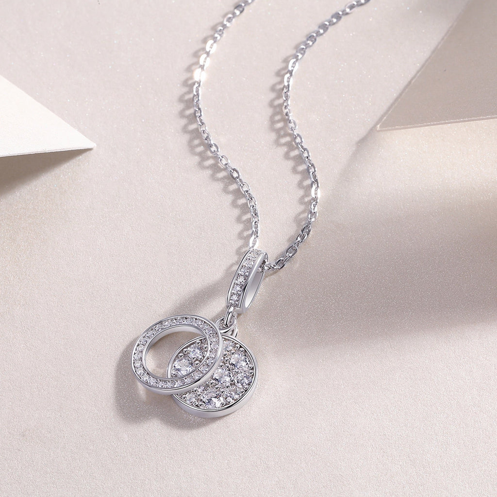 Union Moissanite Cluster Pendant Necklace in Sterling Silver