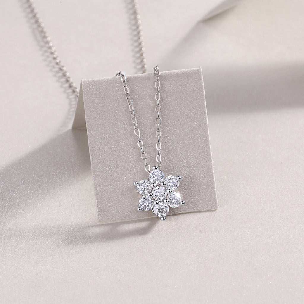 Snowdrift Moissanite Snowflake Pendant Necklace in Sterling Silver